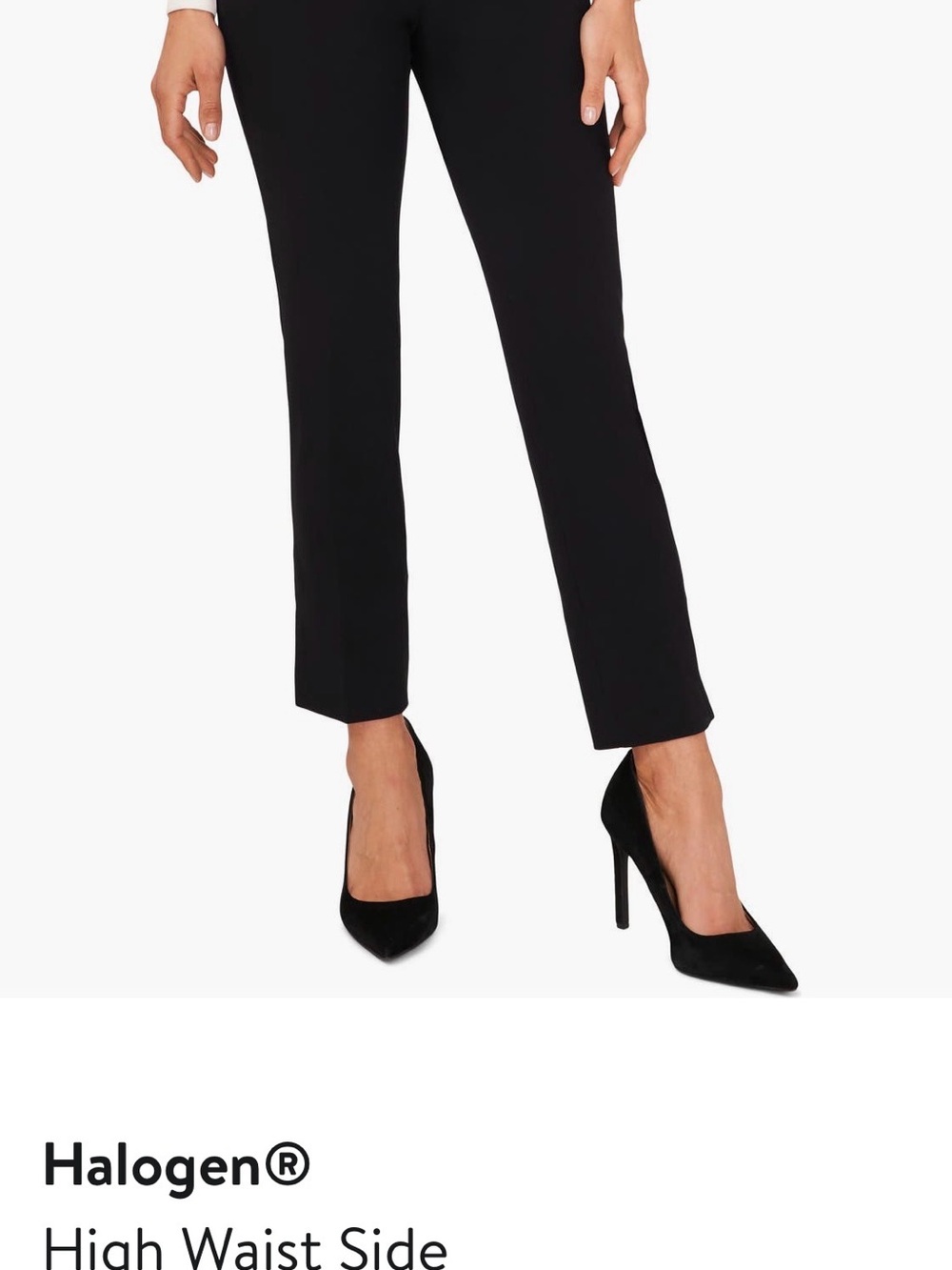 Halogen Black Straight-Leg High-Rise Side Slit Pants